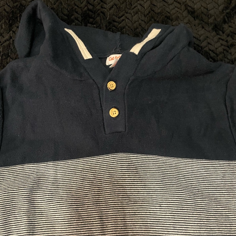 Cat & Jack Navy Hoodie with White Stripes